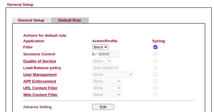 Default Deny Settings